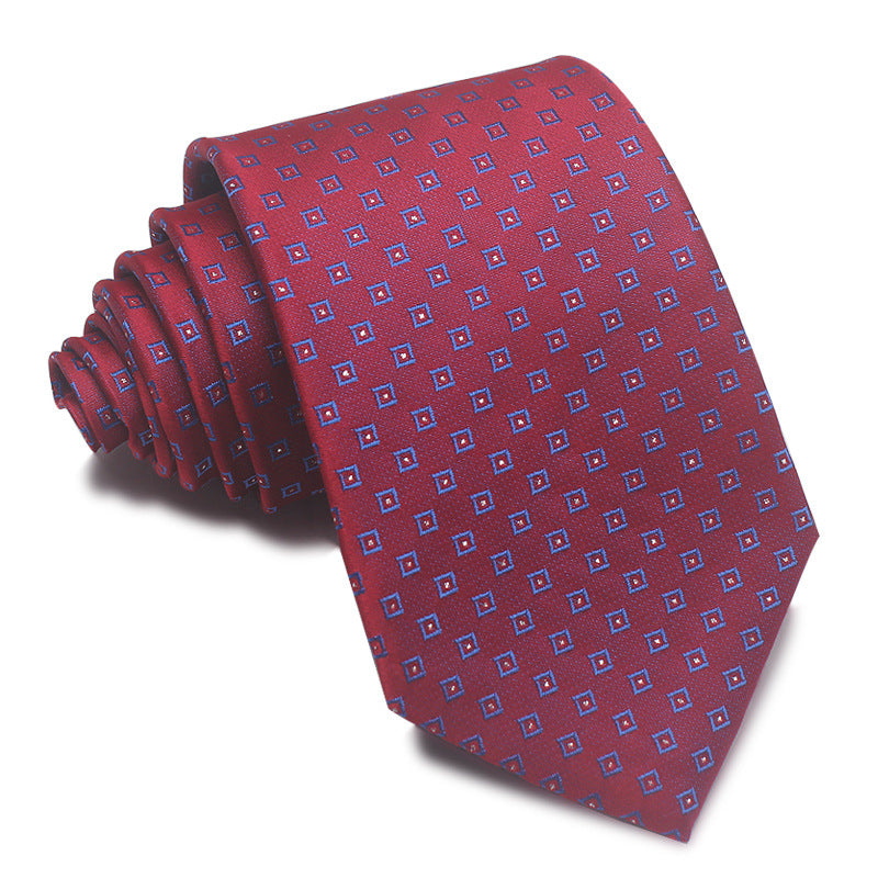 8CM Polyester Jacquard Striped Tie Men's Business Formal Red Black Blue