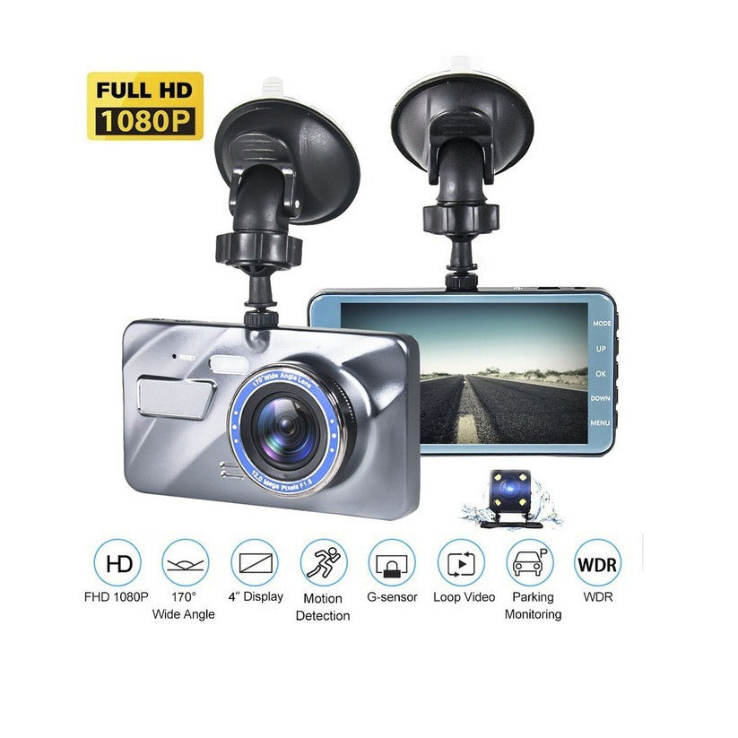 Écran IPS de 4 pouces pour tableau de bord, vision nocturne HD, double objectif en alliage de zinc