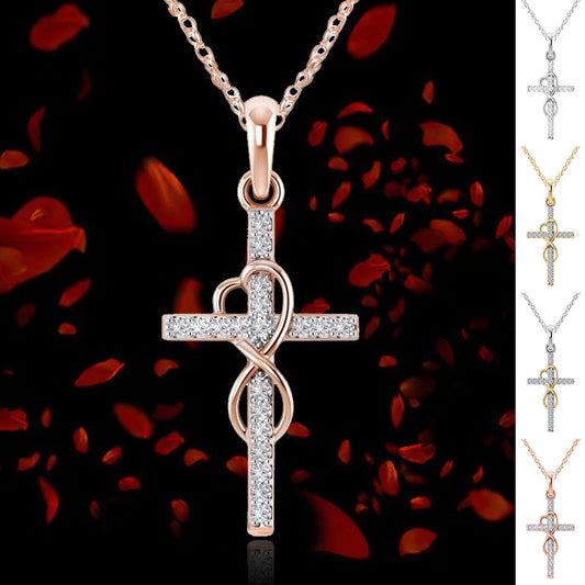 Legierungsanhänger mit Diamant und achtstelliger Kreuzkette