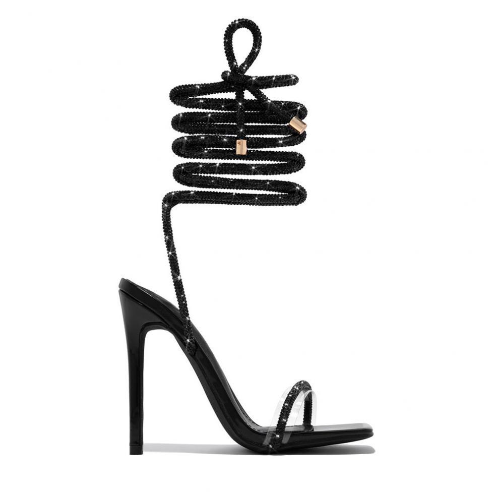 Sandales à lanières, bout carré, talons aiguilles, chaussures tendance pour l'été