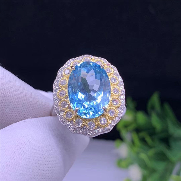 Verstellbarer Blautopas-Stapelring – minimalistisches Band aus 925er Sterlingsilber | PurelyMart
