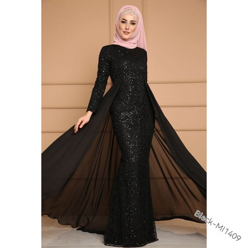 Robe longue queue de poisson Noble Élégante Amincissante Pailletée Style Rétro pour Femme