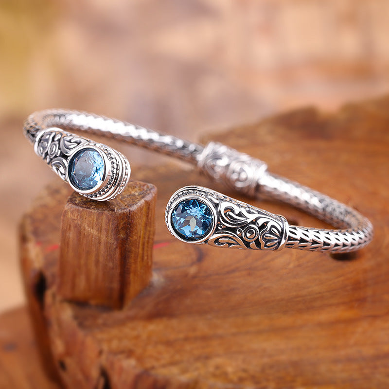 Bracelet pour femme en topaze, fait main, style indonésien