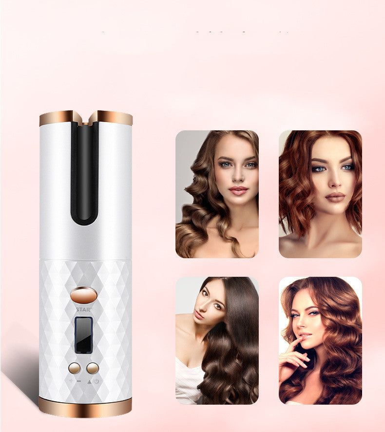 Wiederaufladbarer automatischer Lockenwickler, tragbarer Lockenstab für Damen, LCD-Display, Keramik, Locken, rotierend, Wellen-Styler
