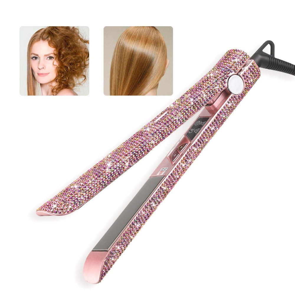 Fer Plat Professionnel à Paillettes Cheveux Plaques en Titane Lisseur Cheveux Diamant Outils Coiffure Cristal Chauffants
