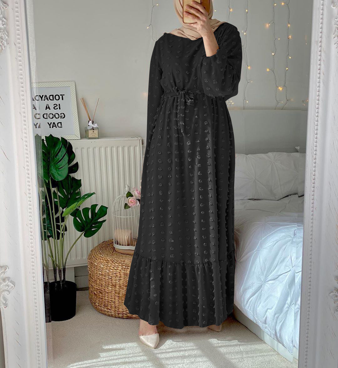 Stylish Small Hair Ball Fashion Muslim Plus Size Dress for Everyday W
