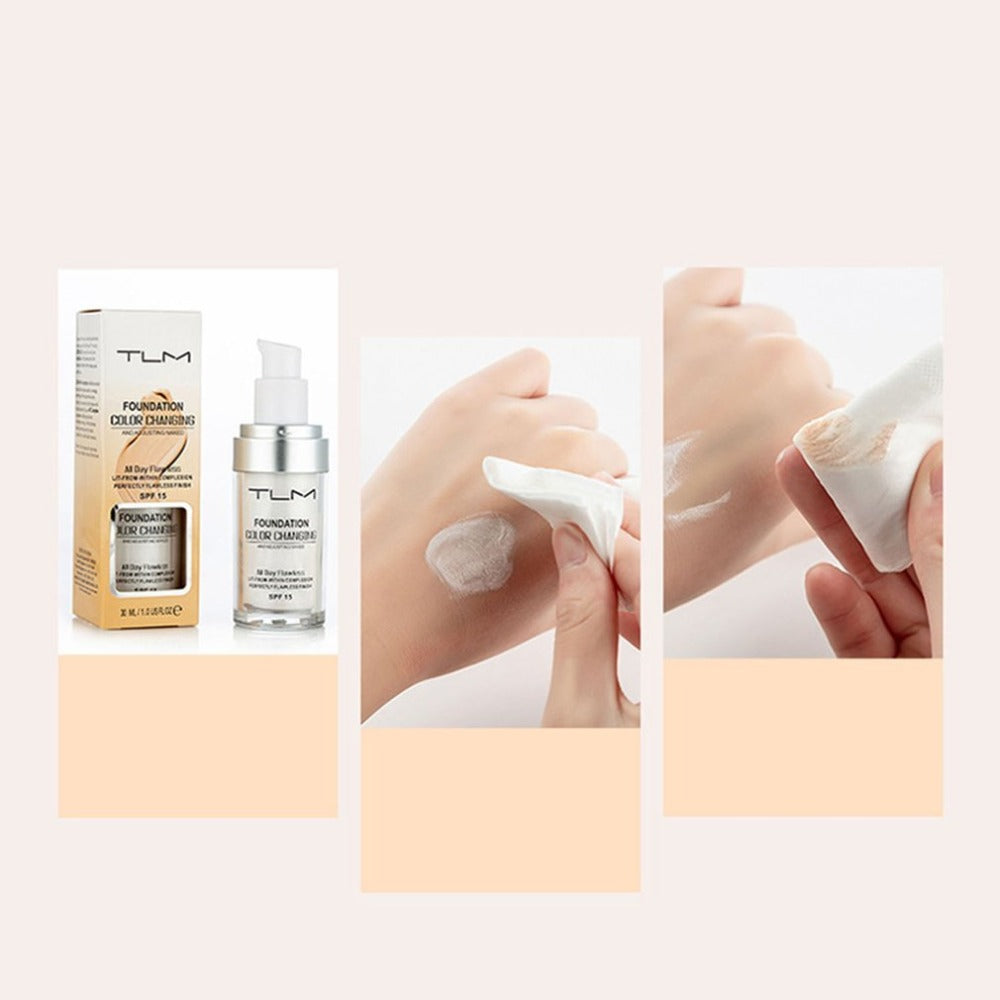 Fard à Teint Liquide Dissimulateur Température Portable Maquillage Teint BB Anticernes Couleur Naturelle