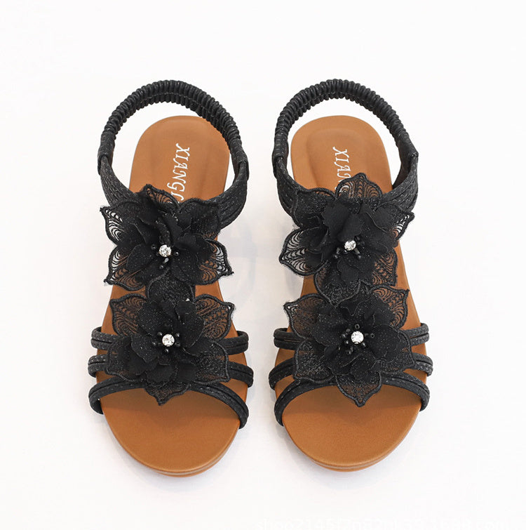 Blumen Sandalen Sommer Böhmen Keile Schuhe Mit Weben Knöchel Riemen
