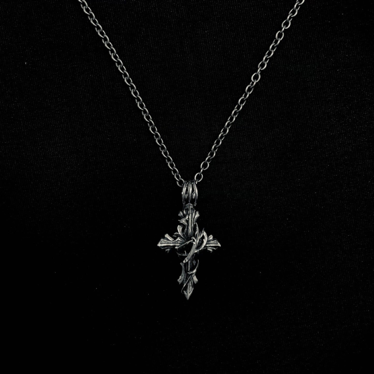 Niche Hip Hop Sterling Silver Cross Necklace