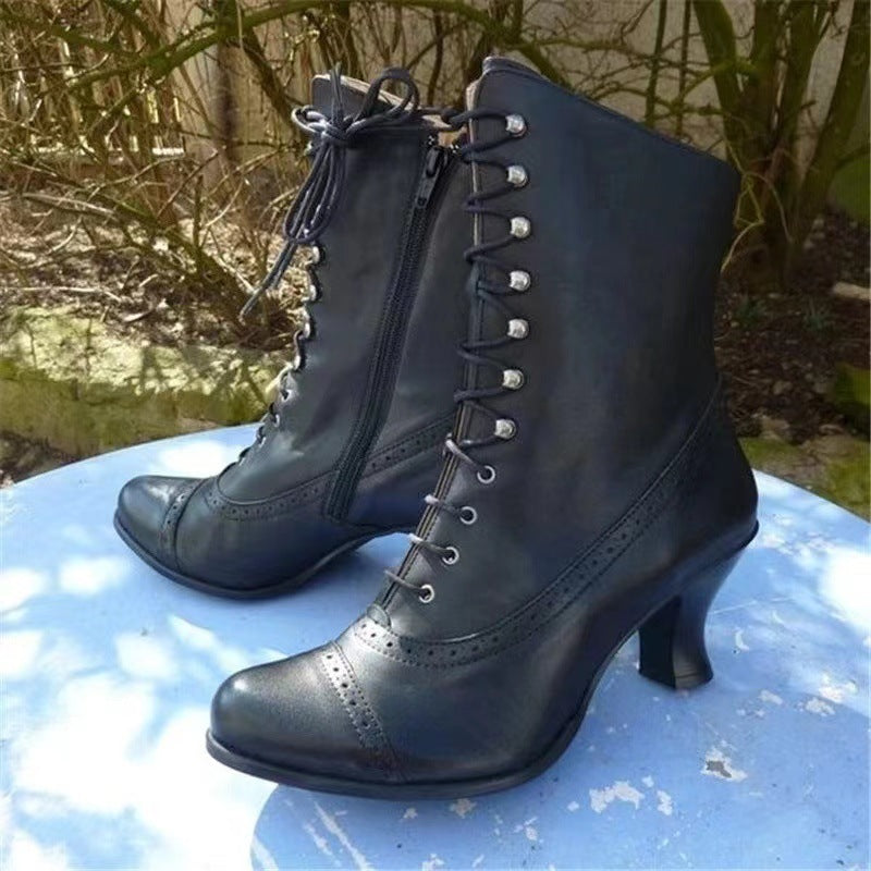Bottes Rétro Rivet Femme Bout Pointu