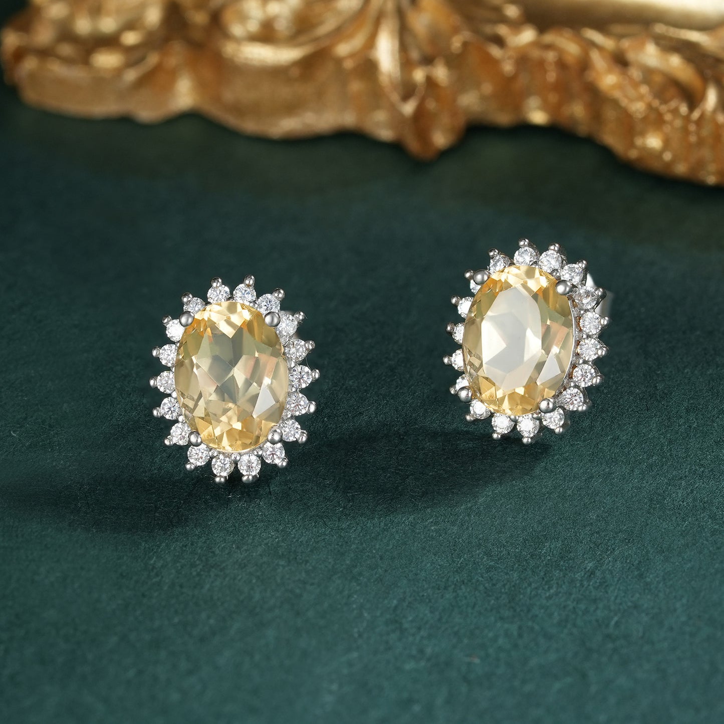 Stylish S925 Silver Natural Topaz Peridot Earrings Women'S Luxury Pre