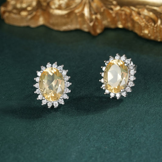 Boucles d'oreilles en argent S925, topaze naturelle et péridot, pour femme - Bijoux de luxe de qualité supérieure