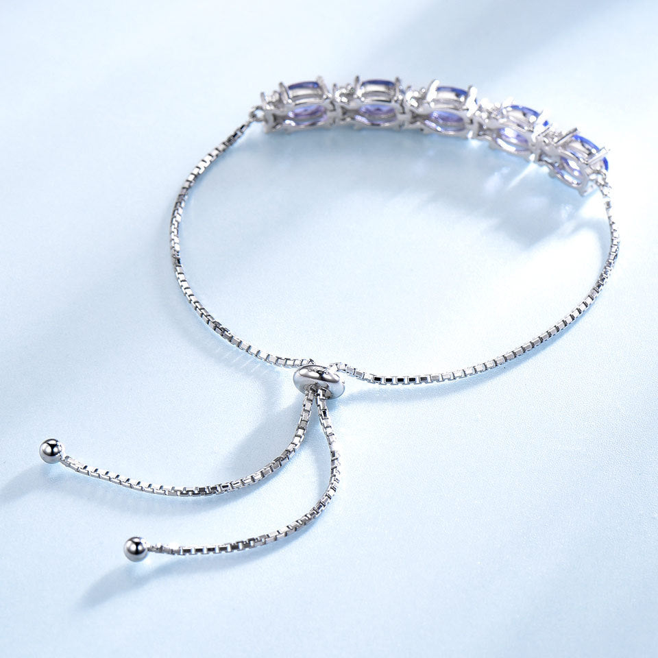 Stylish Bracelets For Women Gemstone Blue Topaz Adjustable Chain Link