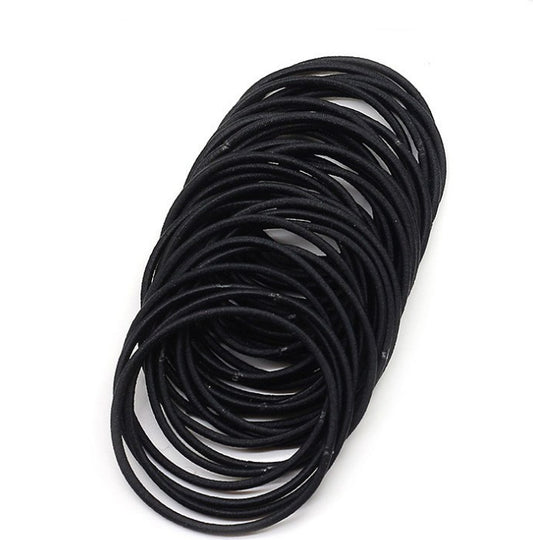 100 Stück schwarze elastische Haarbänder Pferdeschwanzhalter Kopfseil Krawatten Hüte Haarstyling Kinder Mädchen Zubehör Scrunchie