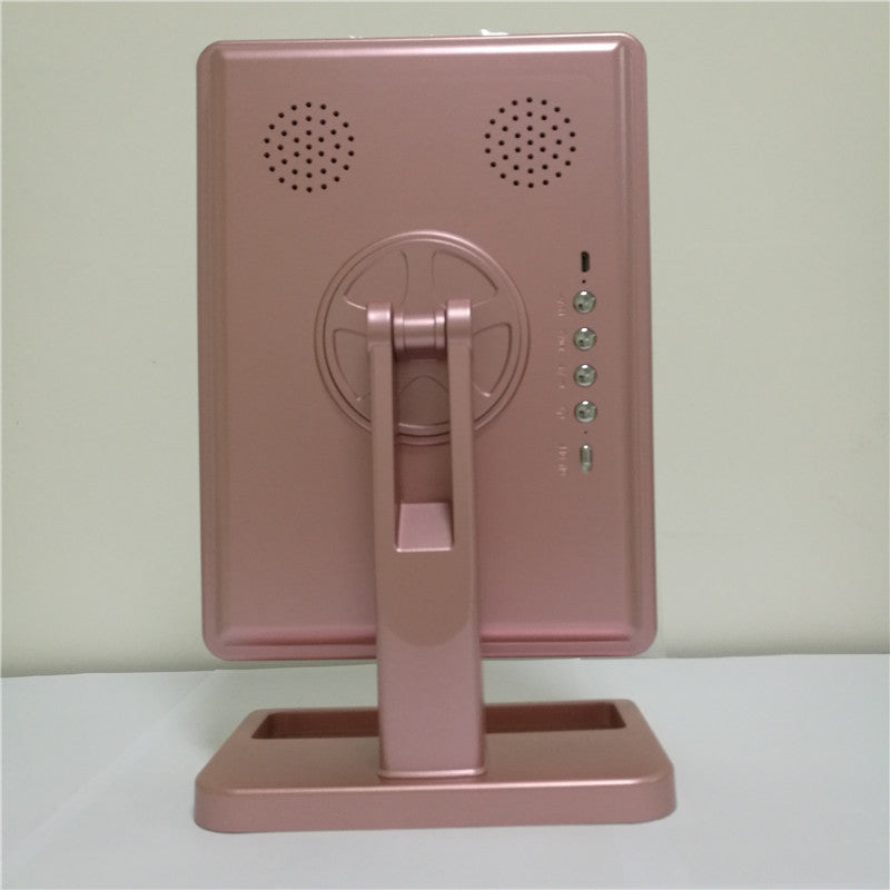 Kosmetikspiegel mit Touchscreen, 20 LED-Lichtern, Bluetooth-Musiklautsprecher, 10-facher Vergrößerungsspiegel und Beleuchtung