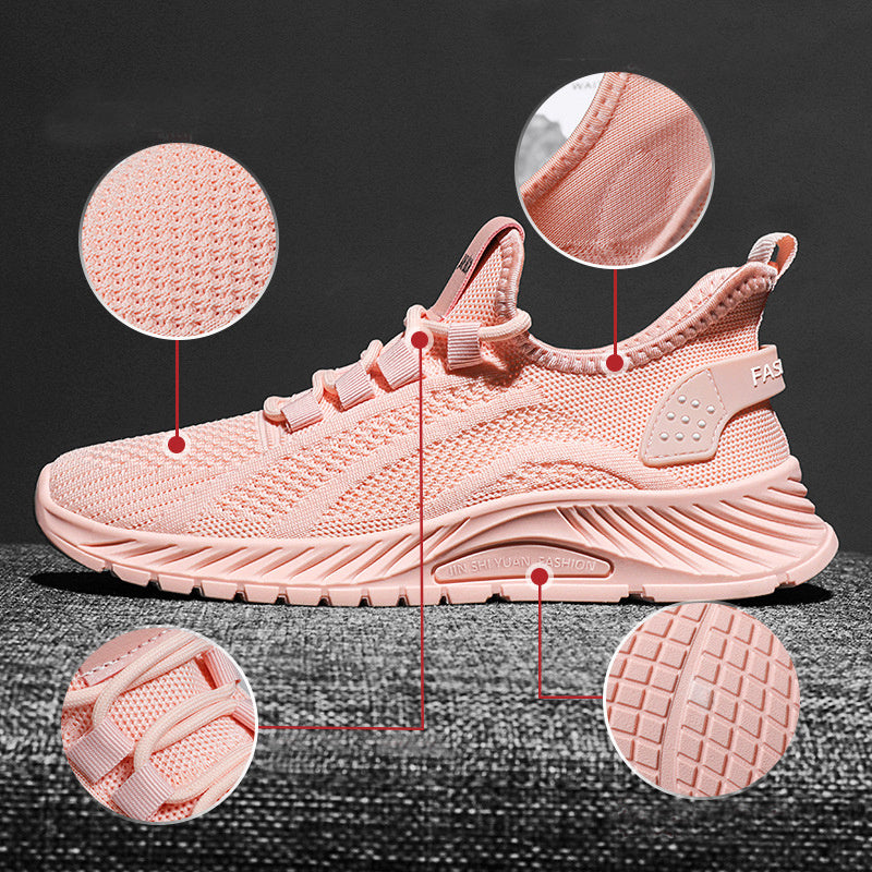 Modische, lässige Sportschuhe für Damen, flache Schnürschuhe, leichte, atmungsaktive Laufschuhe aus Mesh
