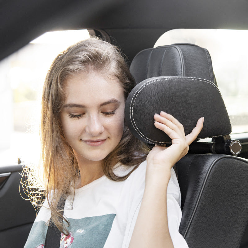 Auto-Kopfstützenkissen Schlaf Verstellbare Seite Auto Weich Reise Autositz Kopfstütze Auto Leder Stütz-Nackenkissen Autositzzubehör