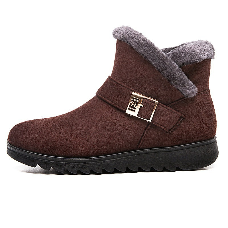 Winterstiefel Damen Warm Plüsch Schneestiefel Reißverschluss Komfort Flats Schuhe