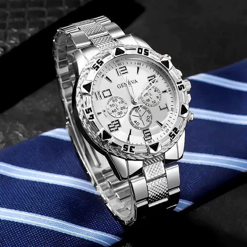 Blue Light Glass Men's Business Steel Belt Quartz Watch