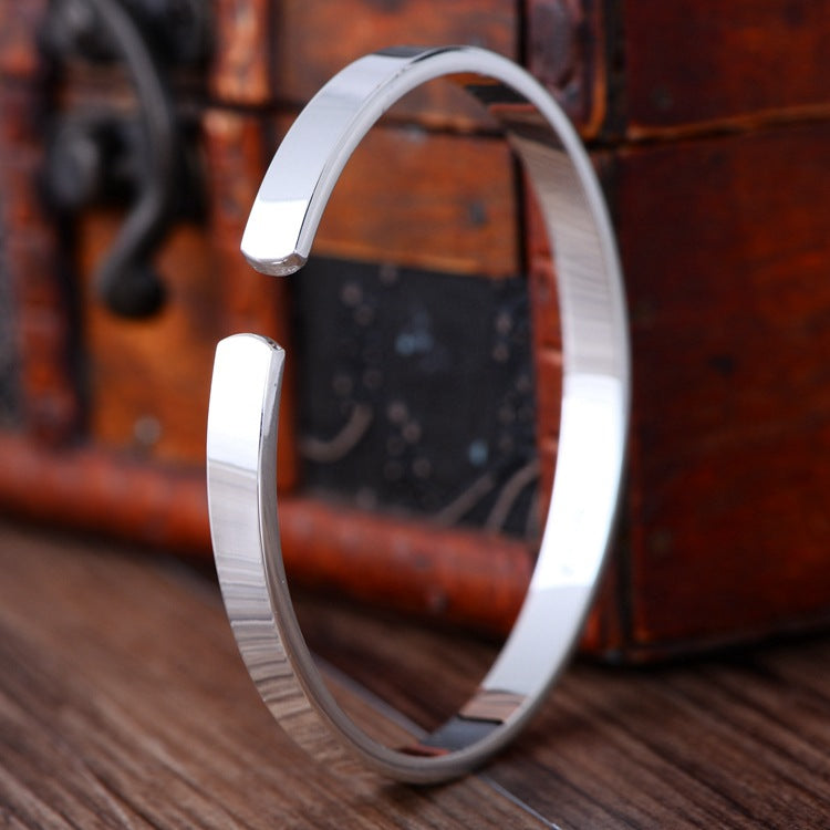 Simple Smooth Lovers Silver Bracelet