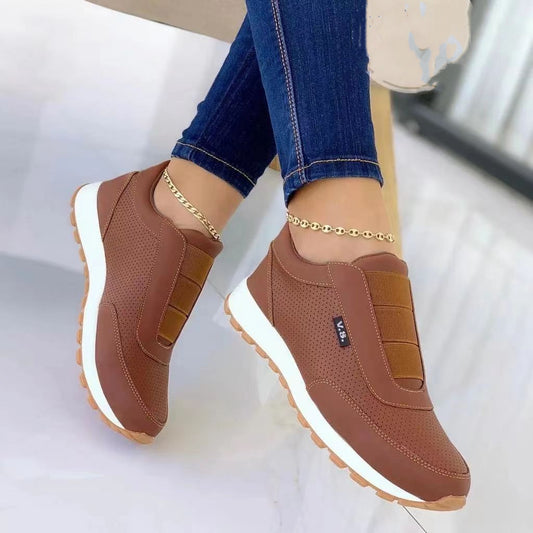 Damen Flache Schuhe Gummiband Design Schuhe Plateau Sneakers