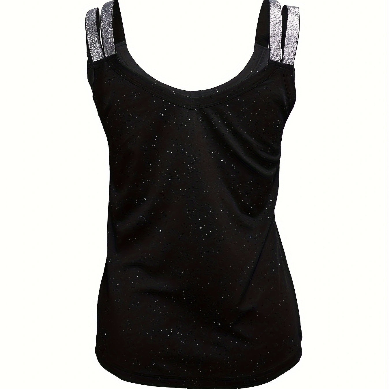 Einfarbiges Camisole-Oberteil mit Strasssteinen und Pailletten für Damen 
