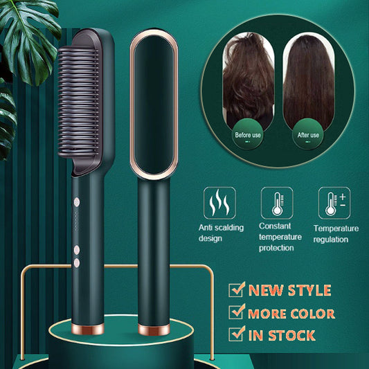 Neuer 2-in-1 Haarglätter Heißluftkamm Negativ-Ionen-Lockenstab Dual-Use Elektrische Haarbürste