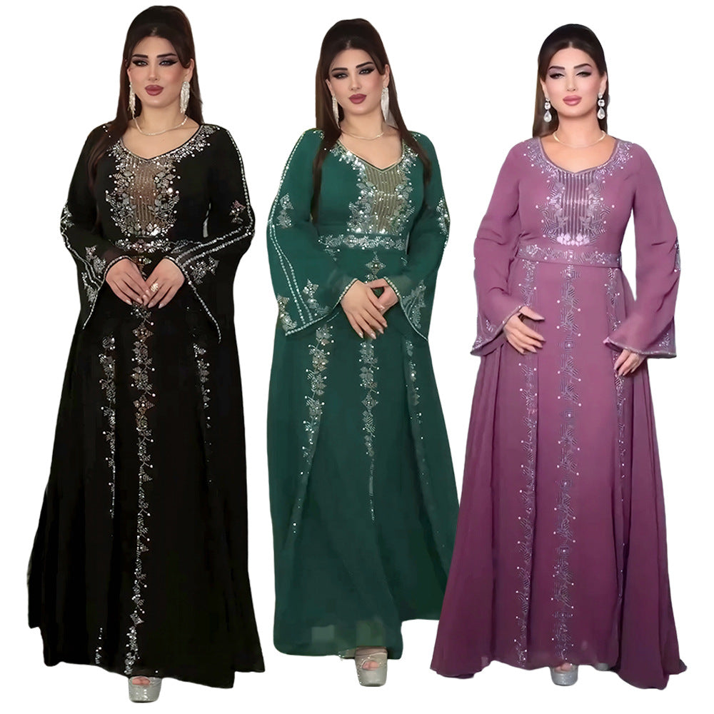 Stylish Elegant Heavy Industry Muslim Dress for Everyday Wear