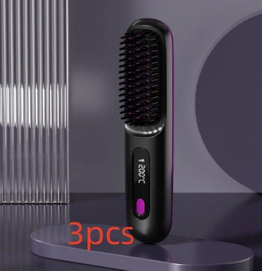 Trendy 2 In 1 Straight Hair Comb Wireless Hair Straightener Brush Hai