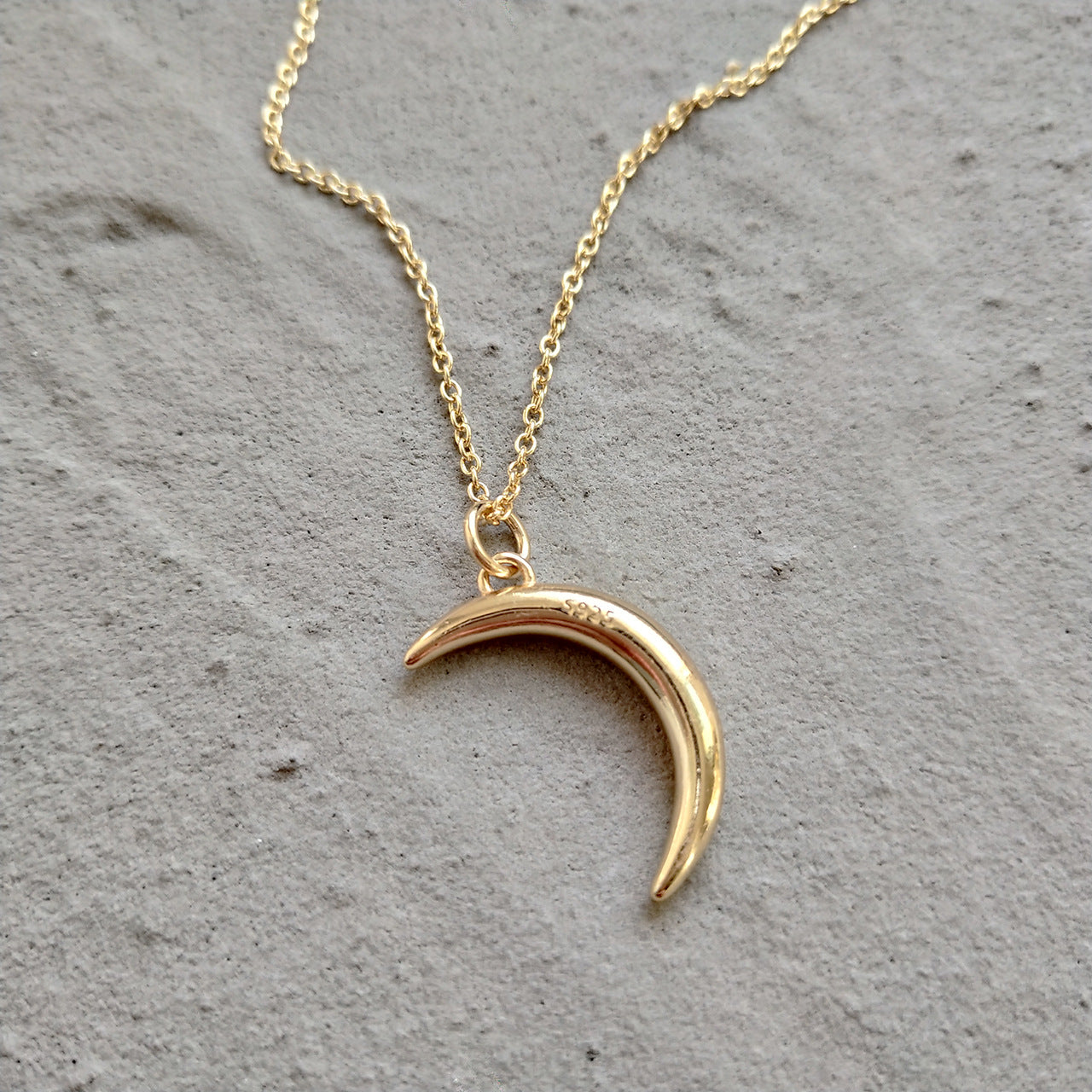 925 Sterling Silver  Moon Design Gold Necklace Set