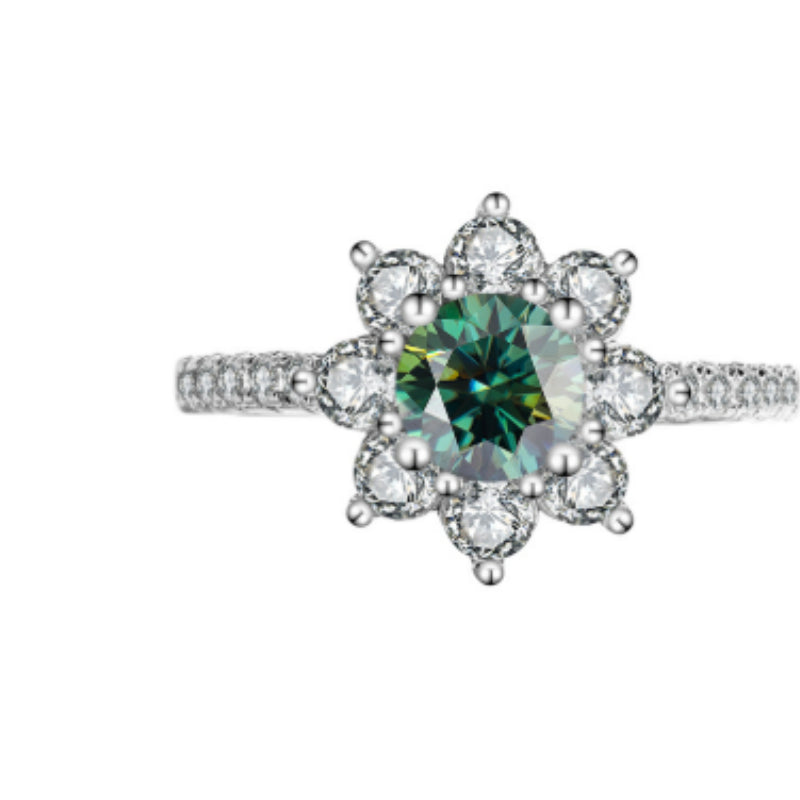 Sterling Silber 925 Moissanit Ring Damen Blumen Diamant
