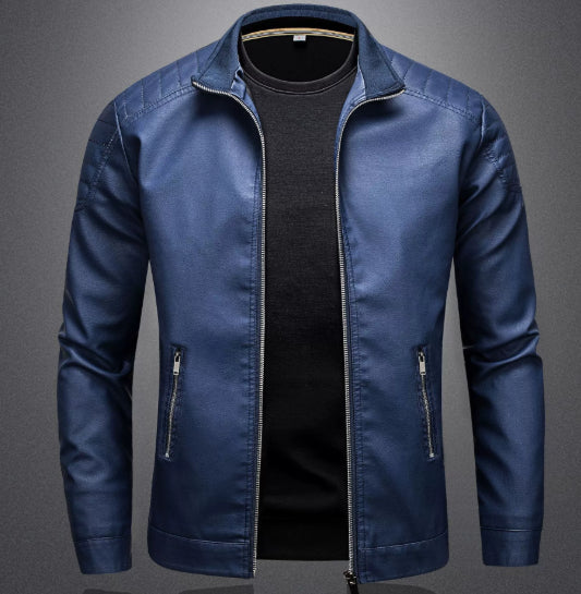 Men's Leather Motorcycle Jacket Thin Coat