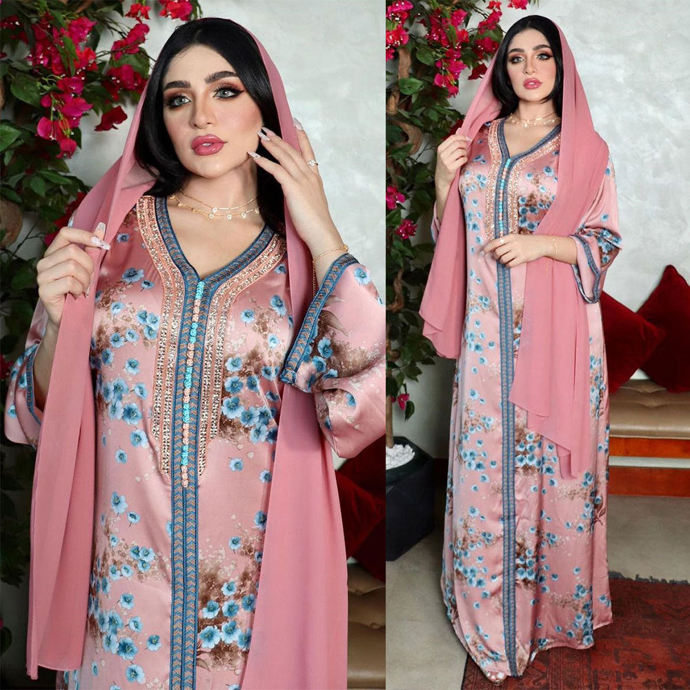 Neues Hot Diamond Muslimisches Print-Kleid