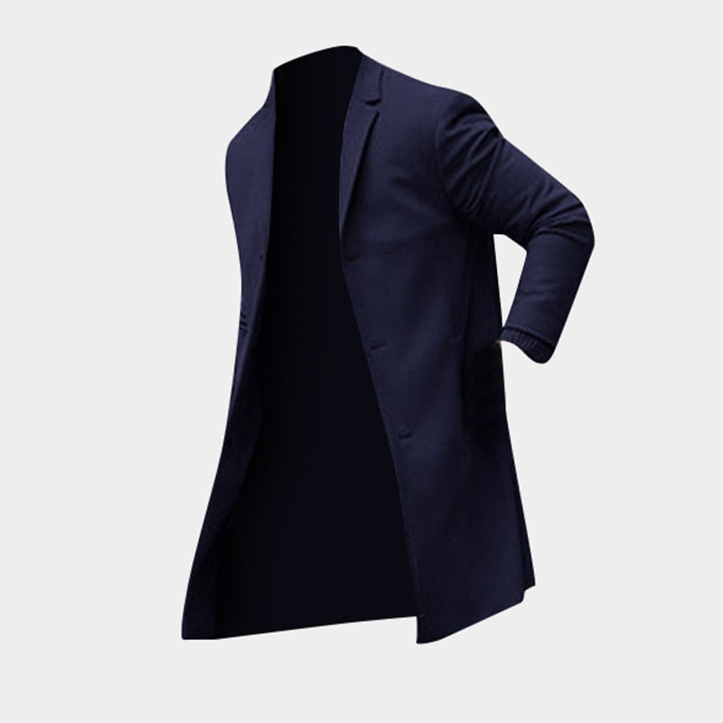 Herren Trenchcoat Winter Lang Jacken Mäntel Übermantel Klassische Jacken Einfarbig Slim Fit Oberbekleidung Hombre Herrenkleidung Khaki Schwarz