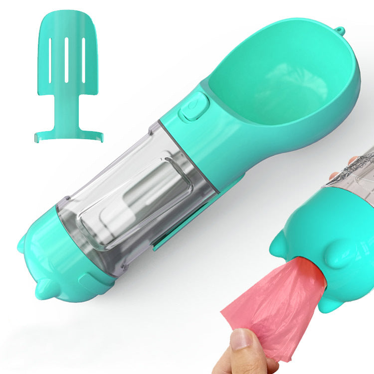Bouteille d'eau pour animaux de compagnie, gamelle, rangement de sacs poubelles, portable pour voyage en extérieur, bouteille d'eau 3-en-1 pour chien