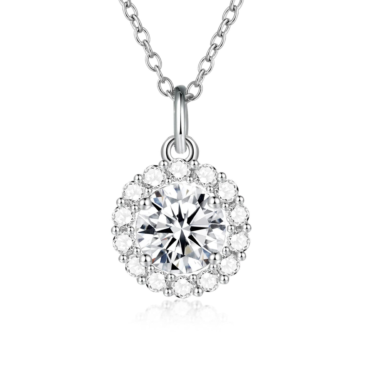 925 Sterling Silver D-color Diamond Necklace