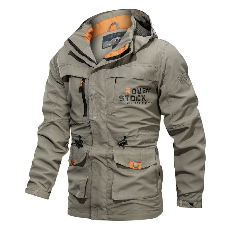 Chic Men'S Medium To Long Casual Outdoor Hooded Plus Size Jacket for