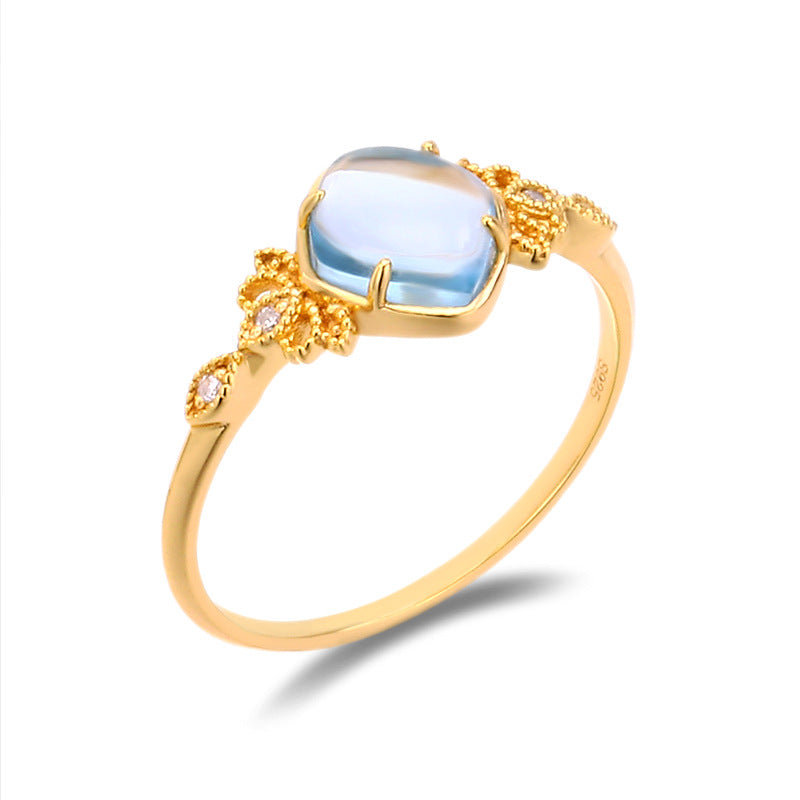 Vintage Diamond Ring Natural Topaz