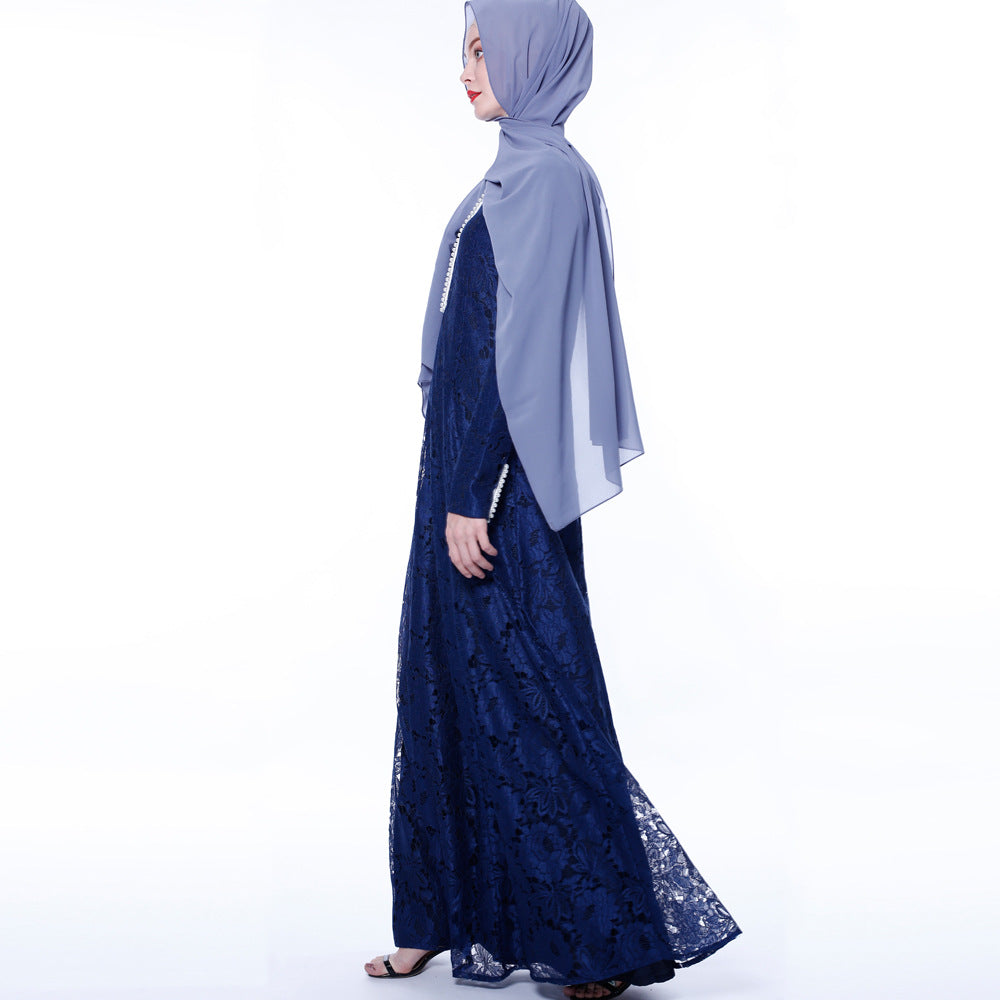 Arabische Damen-Spitzenkleid Muslimische Damenkleid Sommer