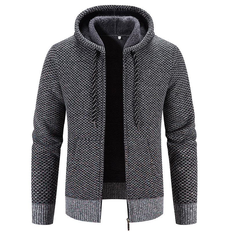 Manteau d'hiver avec fermeture éclair, couleur unie, manches longues, cordon de serrage, avec capuche, chaud, décontracté, épais, en peluche, pour le quotidien
