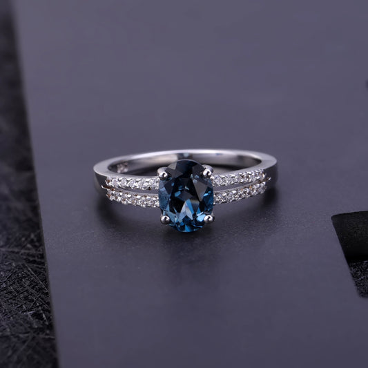 Stylish Topaz Natural Stone S925 Silver Crystal Ring for Everyday Wea