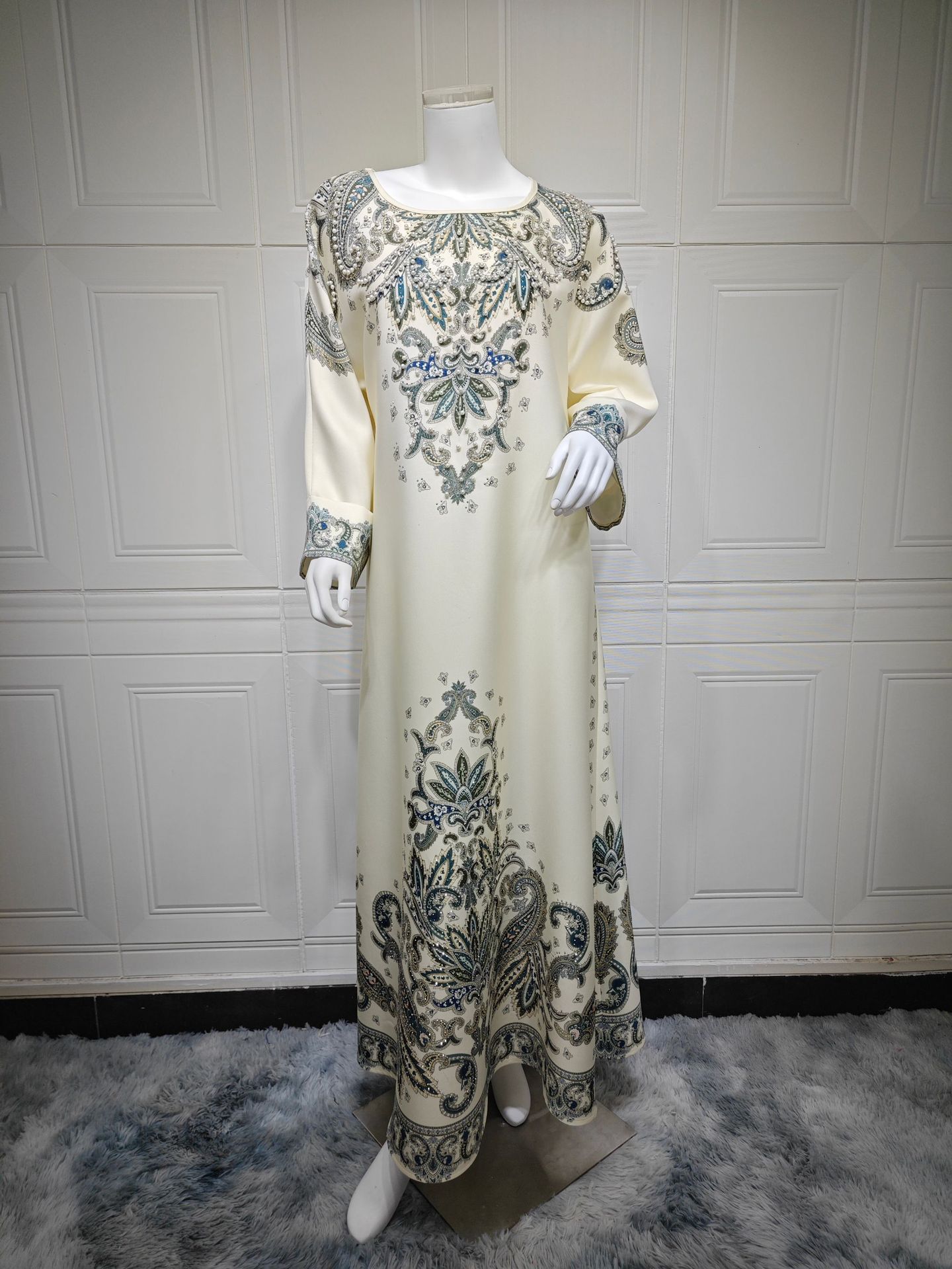 Stylish Muslim Robe Printed Dubai Women'S Clothing Dress for Everyday