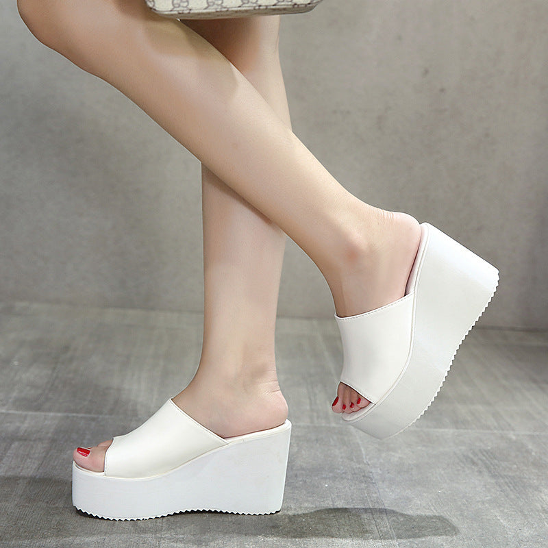 Chaussons confortables à talons hauts, sandales compensées, chaussures en daim pour femmes