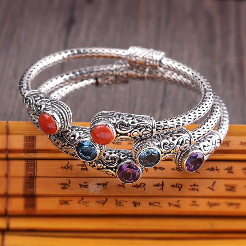 Bracelet pour femme en topaze, fait main, style indonésien