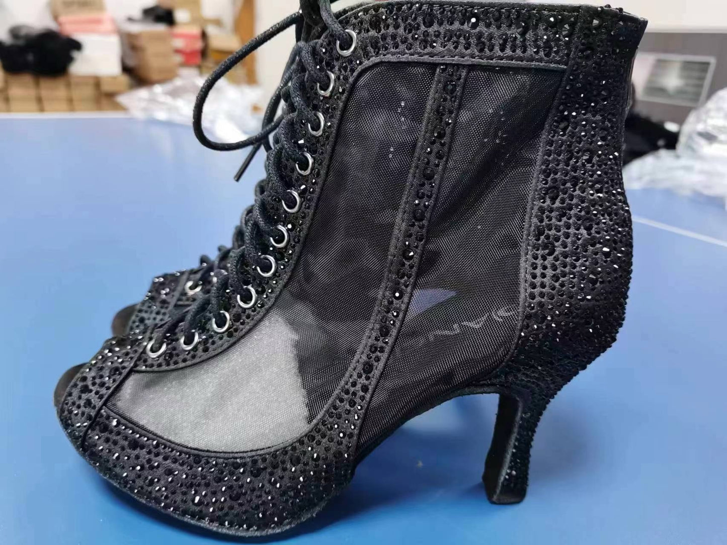Strass Latin Tanzschuhe Erwachsene Frauen Mid-high Heel