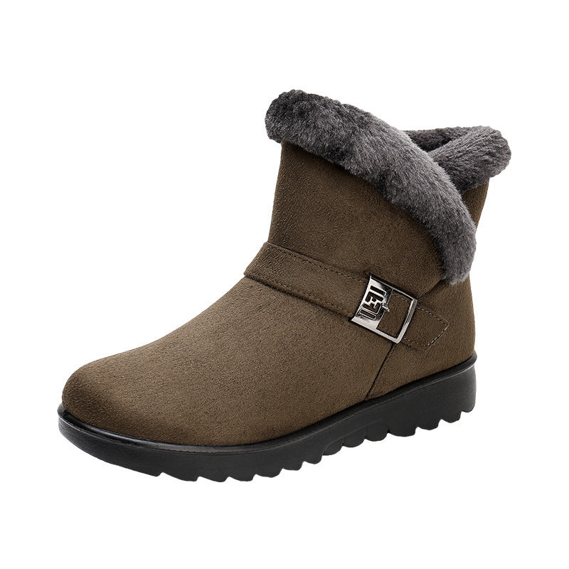 Winterstiefel Damen Warm Plüsch Schneestiefel Reißverschluss Komfort Flats Schuhe