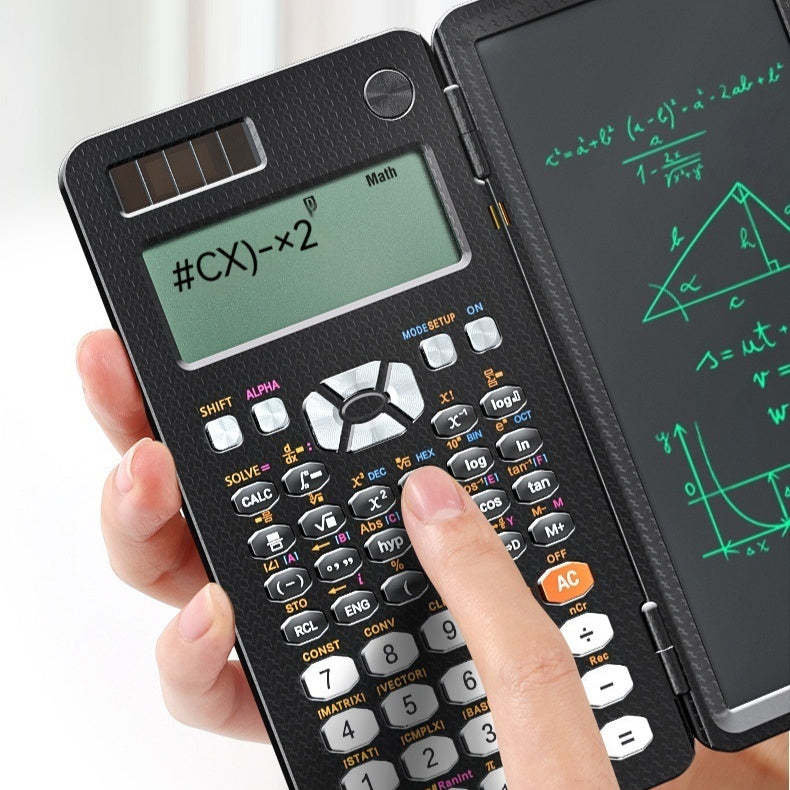 Calculatrices scientifiques pliables 2 en 1 avec tablette d'écriture, fonction d'apprentissage, calculatrices scientifiques de bureau pliables