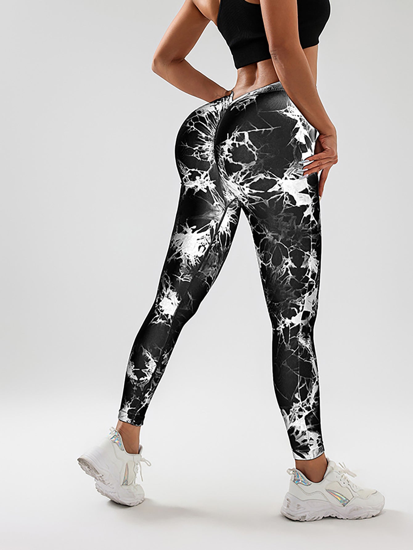 4er-Pack Scrunch-Workout-Leggings für Damen, hoch taillierte Butt-Lifting-Batik-V-Rücken-Taille, nahtlose Gym-Yoga-Leggings, Workout-Leggings für Frauen, Jada-Leggings