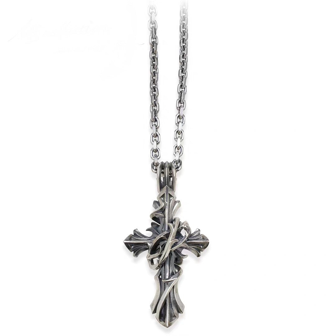 Niche Hip Hop Sterling Silver Cross Necklace