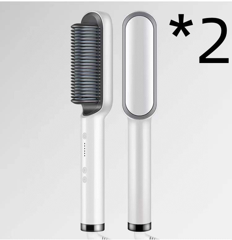 Nouveau peigne chaud lisseur 2 en 1 avec ion négatif et brosse à cheveux électrique double usage